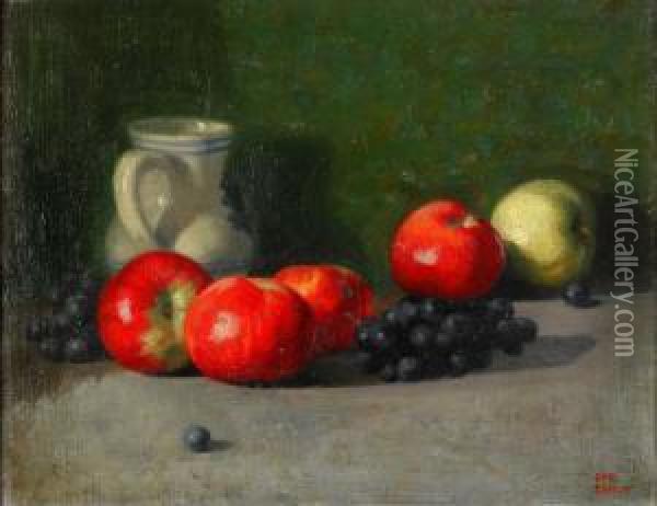 Stilleben Med Apple Oil Painting - Robert Skala