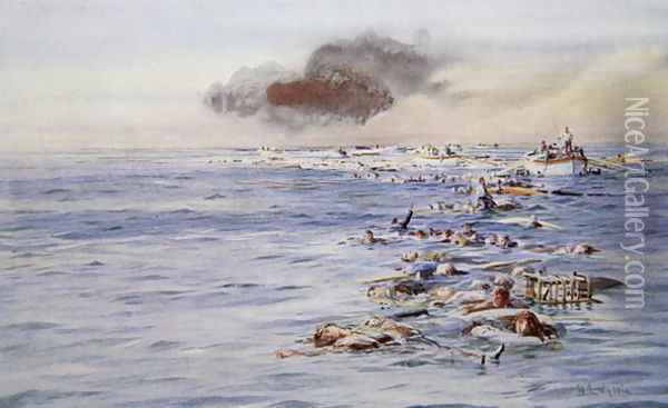 The Aftermath of the Lusitania Oil Painting - William Lionel Wyllie