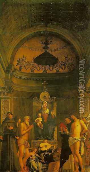 St. Giobbe Altarpiece (Pala di san Giobbe) Oil Painting - Giovanni Bellini