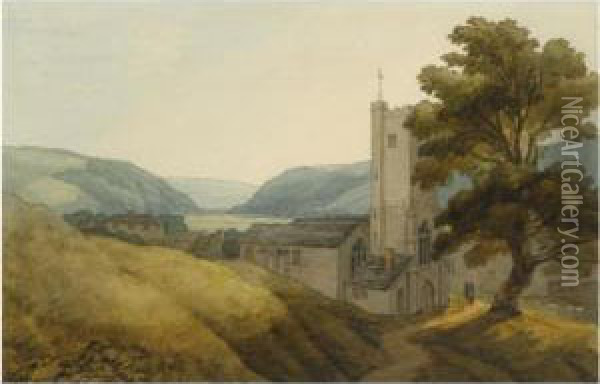 From The Churchyard At Dulverton, Somerset Oil Painting - John White Abbott