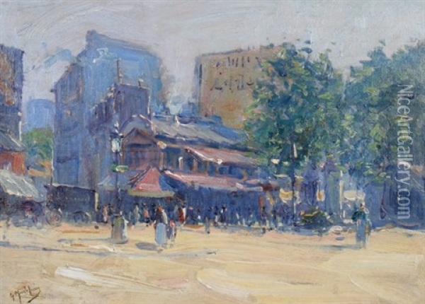 French Street Scene Oil Painting - Gustave Madelain