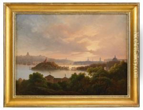 Utsikt Over Stockholm Fran Djurgarden Oil Painting - Herman Muller