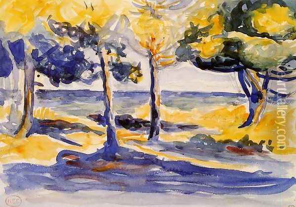 Trees by the Sea Oil Painting - Henri Edmond Cross