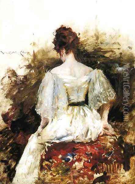 Portrait of a Woman: The White Dress Oil Painting - William Merritt Chase