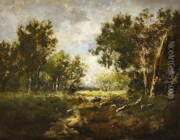 Bucheron En Sous-bois Oil Painting - Narcisse-Virgile D Az De La Pena