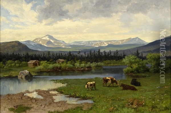 Landskap Fran Tjamotis, Lappland Oil Painting - Jacob Silven