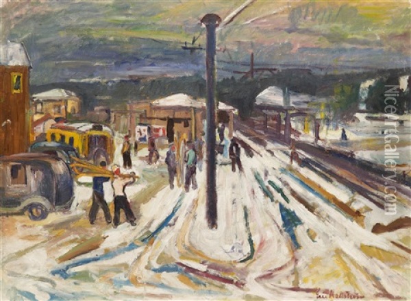 Stationen I Mariefred Oil Painting - Eric C. Hallstroem