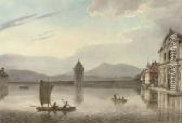 View Of Lucerne Oil Painting - William Marlow