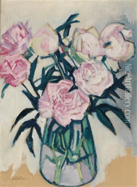 Rosen In Einer Vase Oil Painting - Carl Reiser