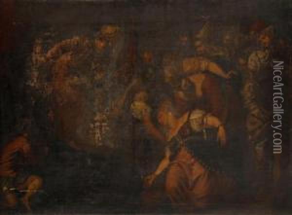 Esther Before Ahueserus Oil Painting - Jacopo Robusti, II Tintoretto
