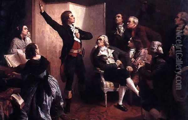 Rouget de Lisle 1760-1836 singing the Marseillaise at the home of Dietrich, Mayor of Strasbourg, April 1792 Oil Painting - Isidore Alexandre Augustin Pils