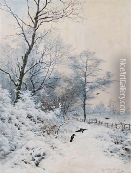 Winterly Idyll Oil Painting - Heinrich Gogarten