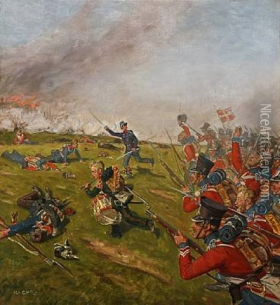 Scene From The First Schleswian War Oil Painting - Rasmus Christiansen