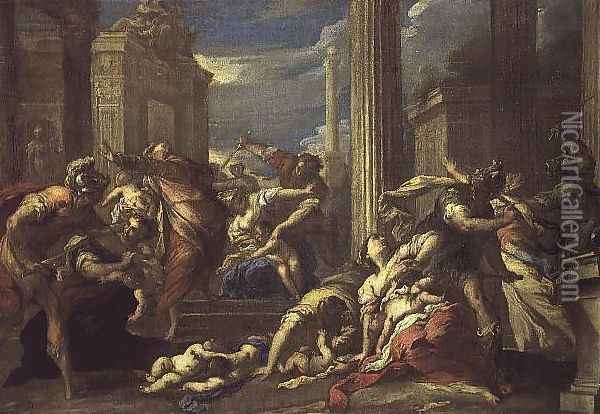 Massacre of the Innocents Oil Painting - Valerio Castello