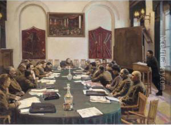 The Congress Of The Political Bureau Of The Central Committee Oil Painting - Isaak Israilevich Brodsky