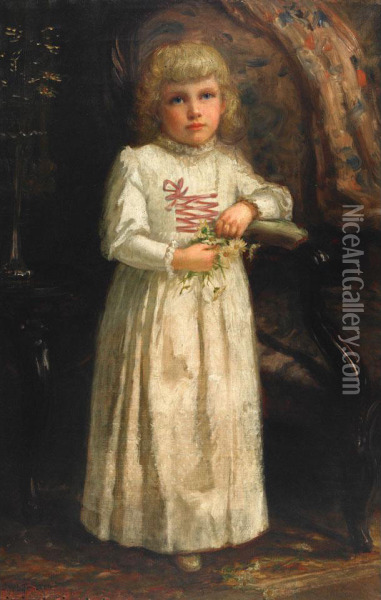 Portrait Of A Young Girl Oil Painting - John Wycliffe Lowes Forster