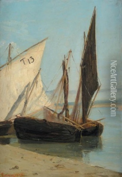 Bateaux Au Port Oil Painting - Gabriele Smargiassi
