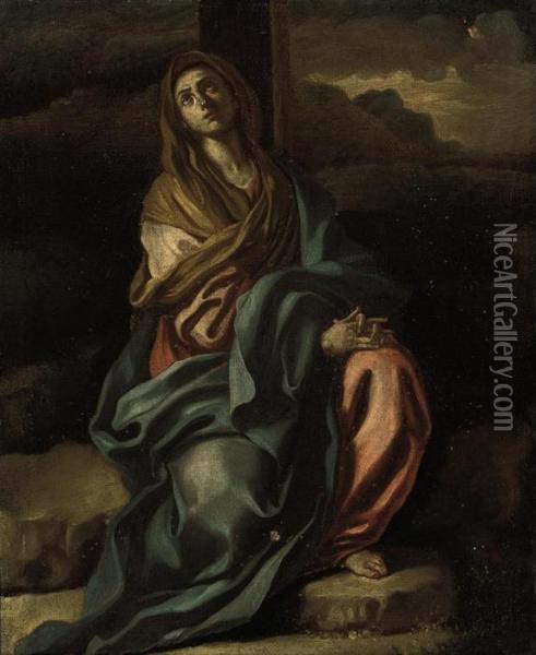 The Madonna At The Foot Of The Cross Oil Painting - Francesco Solimena