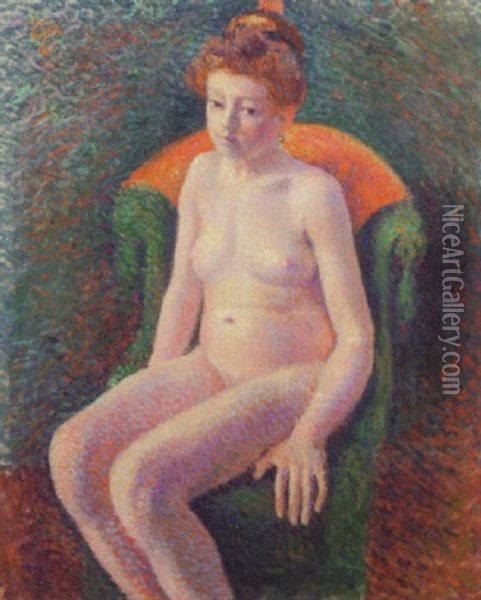 Seated Nude Oil Painting - Georges Lemmen