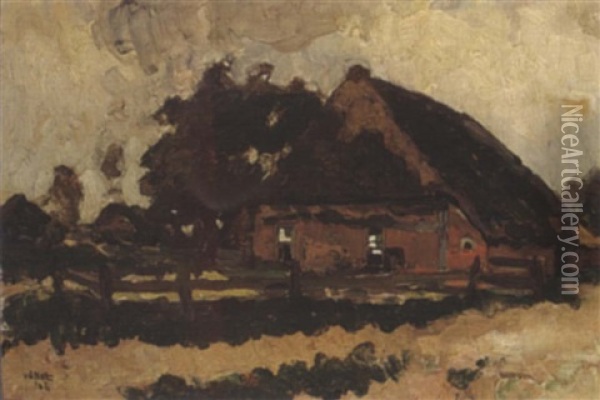 A Farm House In A Landscape Oil Painting - Willem Van Der Nat
