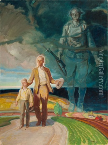Watching Over Them (study For Brown & Bigelow) Oil Painting - Herbert Morton Stoops