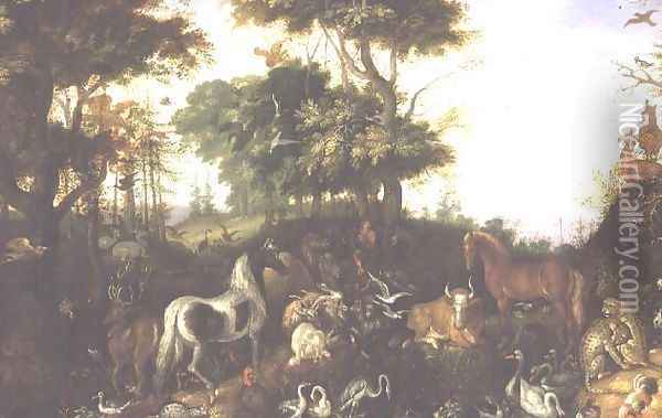 Orpheus Charming the Animals Oil Painting - Roelandt Jacobsz Savery