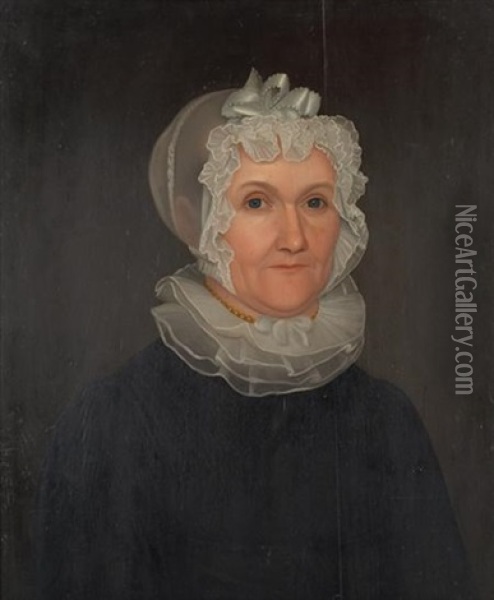 Portrait Of Betsey Baker Thurston Davis Oil Painting - Deacon Robert Peckham