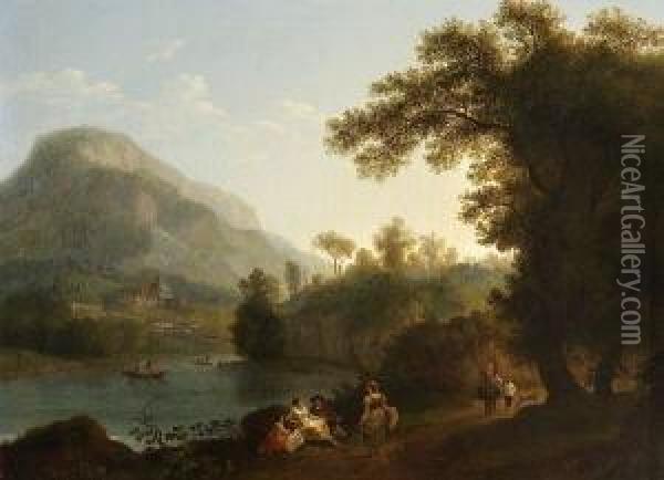 Flusslandschaft. Oil Painting - Jacob Philipp Hackert