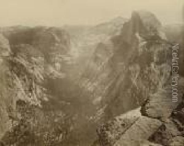 Yosemite Valley, Half Dome From Glacier Point, No. 101 Oil Painting - Carleton E. Watkins