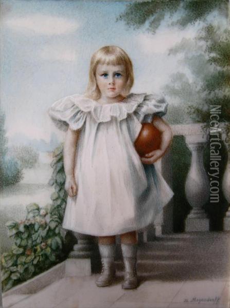 Portrait Miniature Of A Child Oil Painting - Paul, Baron Meyendorff