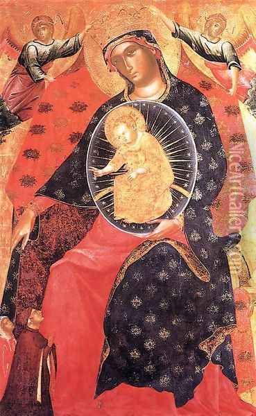 Madonna and Child with two Votaries c. 1325 Oil Painting - Paolo Veneziano