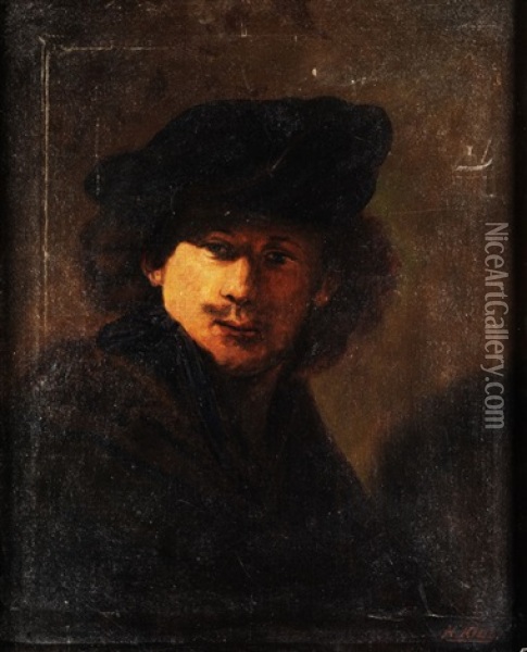 Selbstbildnis Rembrandts Oil Painting - Carl Gustav Hermann Kluge