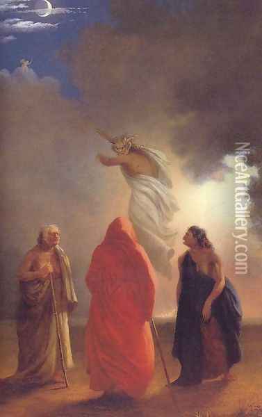 Scene from Macbeth Oil Painting - William Rimmer
