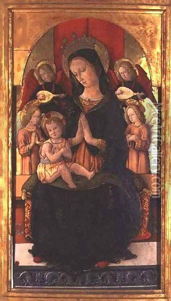 Madonna and Child with Angels Oil Painting - Pietro Alemanny