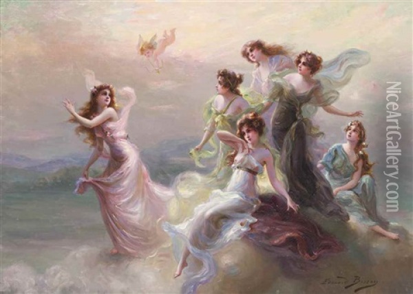 The Dance Of The Nymphs Oil Painting - Edouard Bisson