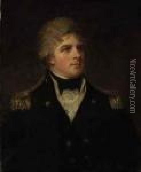 Portrait Of Admiral Sir John Orde, Half-length Oil Painting - George Romney