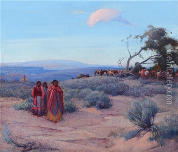Blue Mesa, Navajo Healing Sing Oil Painting - Gerald Cassidy