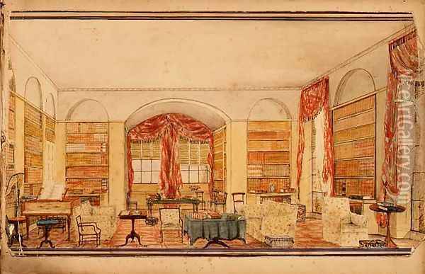 The Library at Aynhoe Oil Painting - Julia Cartwright