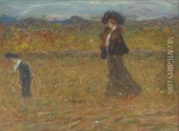 A Summertime Stroll Oil Painting - Angelo Dall'Oca Bianca