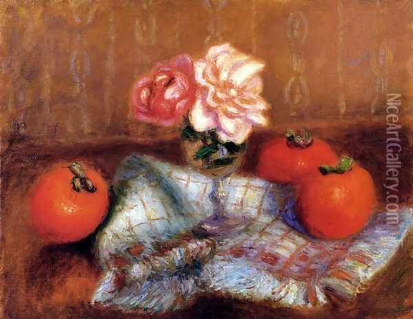 Roses And Persimmons Oil Painting - William Glackens