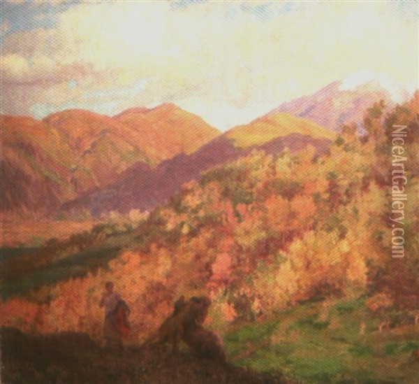 Centaures Dans Les Montagnes De Thessalie Oil Painting - Jean Andre Rixens