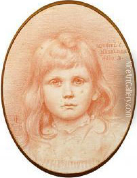 A Portrait Study Of A Young Girl, Muriel E. Heseltine, Aged 3 Oil Painting - Charles Fairfax Murray