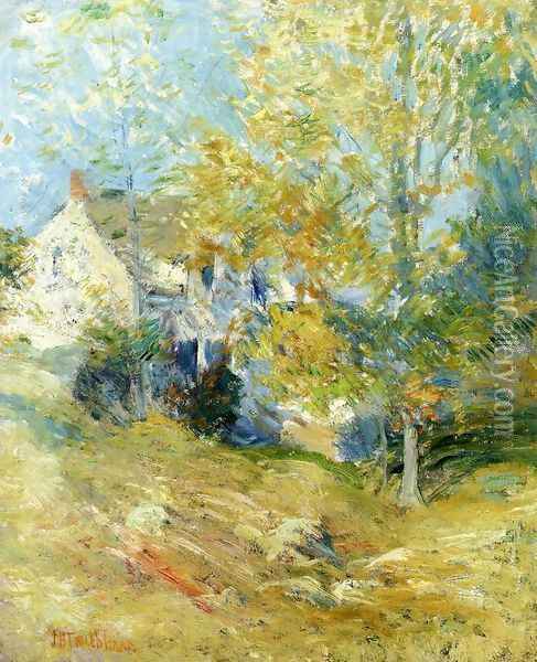 The Artists House Through The Trees Aka Autumn Afternoon Oil Painting - John Henry Twachtman