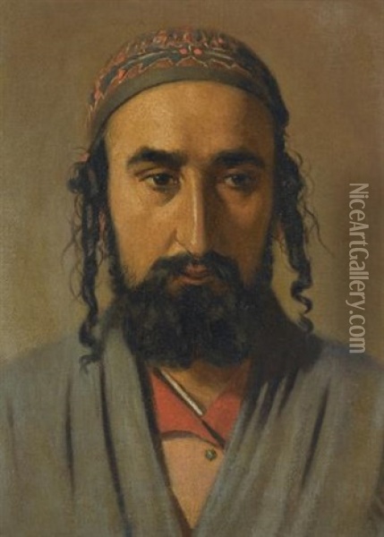 Portrait Of A Jewish Merchant Oil Painting - Vasili Vasilievich Vereshchagin
