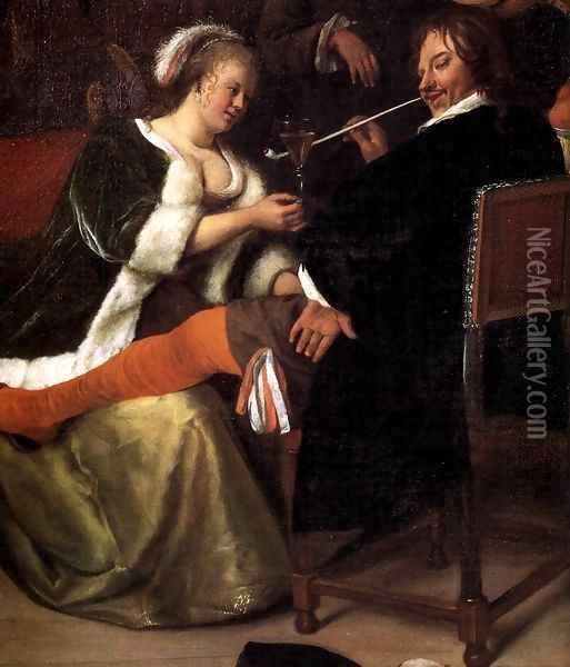 The Dissolute Household (detail) Oil Painting - Jan Steen