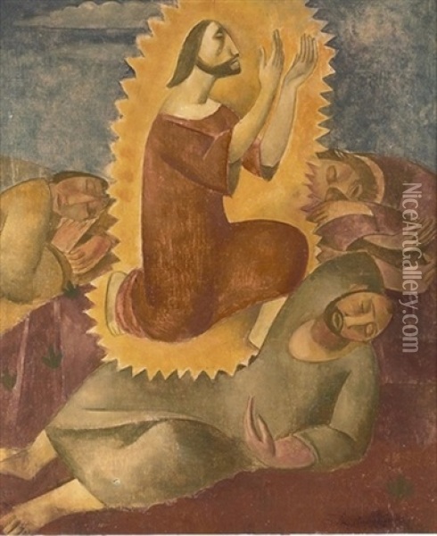 Der Betende Jesus Im Garten Am Olberg Oil Painting - Johann Robert Schuerch