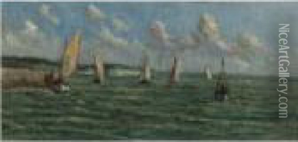 Voiliers Au Large Du Treport Oil Painting - Maximilien Luce