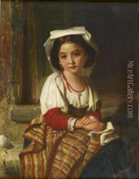 The Young Seamstress Oil Painting - Robert Herdman