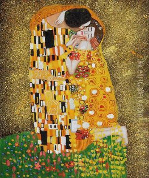 The Kiss Full View Oil Painting - Gustav Klimt