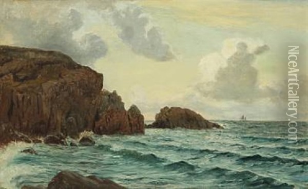 Coastal Scene From Kullen With Sailing Ship Oil Painting - Christian Blache